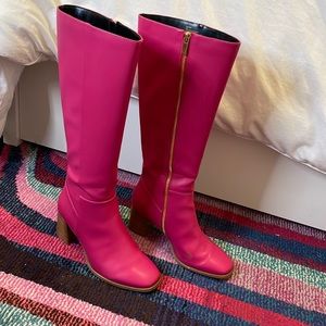 Vegan Leather Pink Tall boots